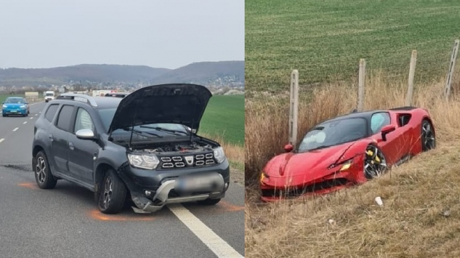 Slovenské nehody levné Dacie se superdrahým Ferrari si všimli i v USA, jen přilili olej do ohně